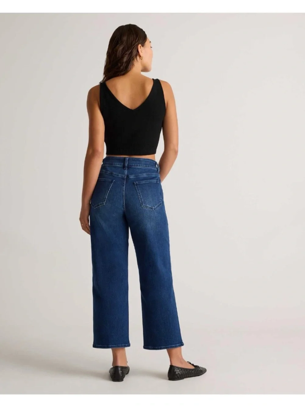 Quince Bella Stretch Patch Pocket Wide Leg Jeans - Picture 2 of 9